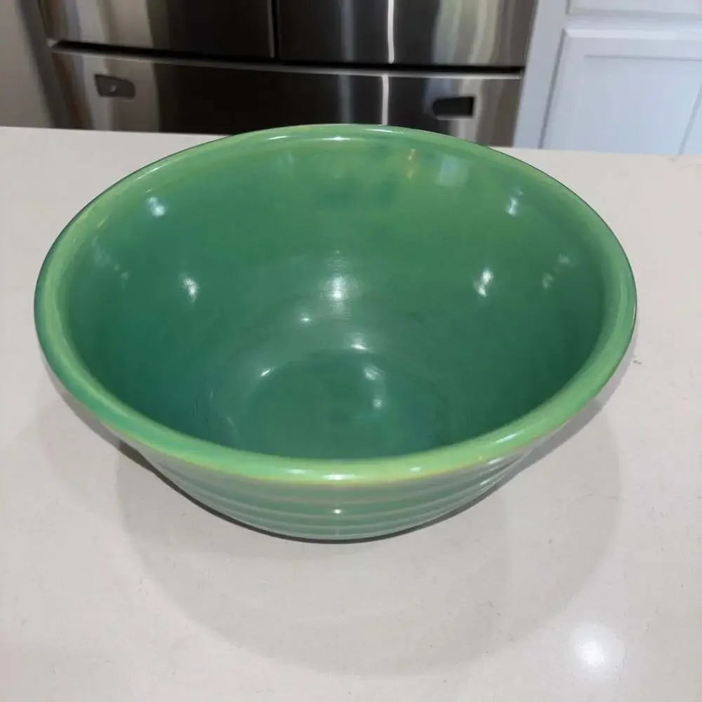 Vintage Bauer Pottery Ring Ware #12 Mixing Bowl Jade Green Beehive 9.5”